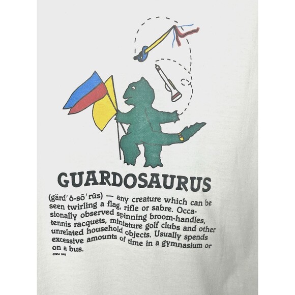 1988 WGI Guardosaurus Color Guard Single Stitch White S/S Shirt Small BOA DCI - Picture 2 of 5